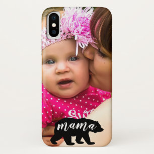 Custom Photo Black & White Mama Bear iPhone X Case