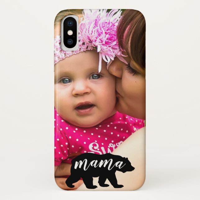 Custom Photo Black & White Mama Bear Case-Mate iPhone Case (Back)