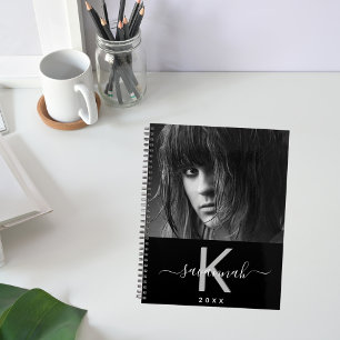Custom photo black white monogram 2025 planner