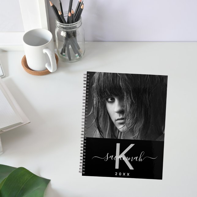 Custom photo black white monogram 2026 planner (Creator Uploaded)