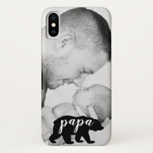 Custom Photo Black & White Papa Bear iPhone X Case