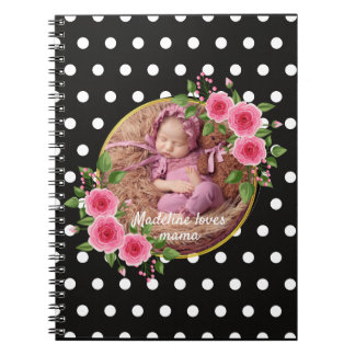Custom Photo Black White Polka Dot Mother’s Day Notebook