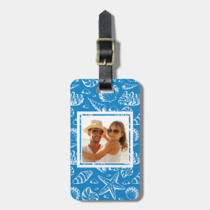 Custom Photo Blue Beach Pattern Luggage Tag