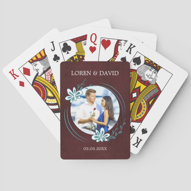 Custom Photo Blue Frame Playing Cards (Back)