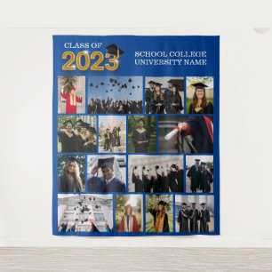 Custom Photo Blue Graduation Class of 2023 School  Tapestry