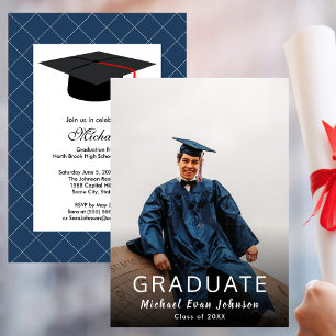 Custom Photo Blue Graduation Class of Invitation