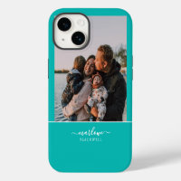 Custom Photo Blue Green Calligraphy Name