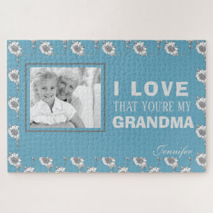 Custom Photo Blue I Love That You're My Grandma Jigsaw Puzzle