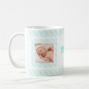 Custom Photo Blue Pattern Mother’s Day Mum Mummy Coffee Mug