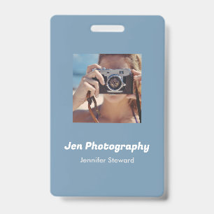 Custom photo blue photographer  ID badge