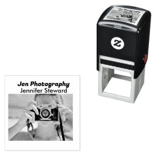 Custom photo blue photographer  self-inking stamp