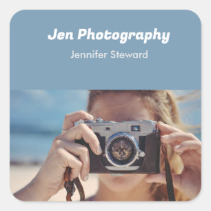 Custom photo blue Spiral Notebook Square Sticker