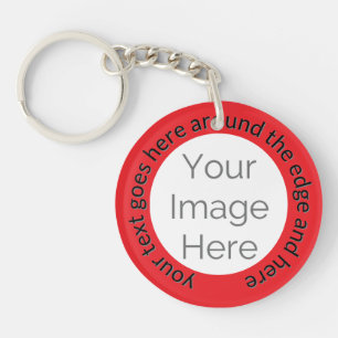 Custom Photo – Bold Red with Editable Text Key Ring
