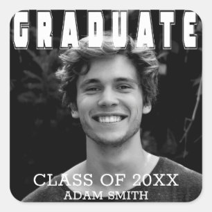 Custom Photo Bold Typography Graduation Sticker