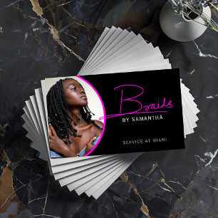 Custom photo Braids Hair Artist BlackBusiness card