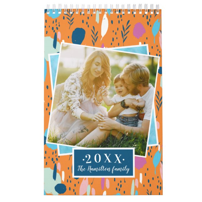 Custom Photo Bright Colours 2025 Family Calendar (Cover)