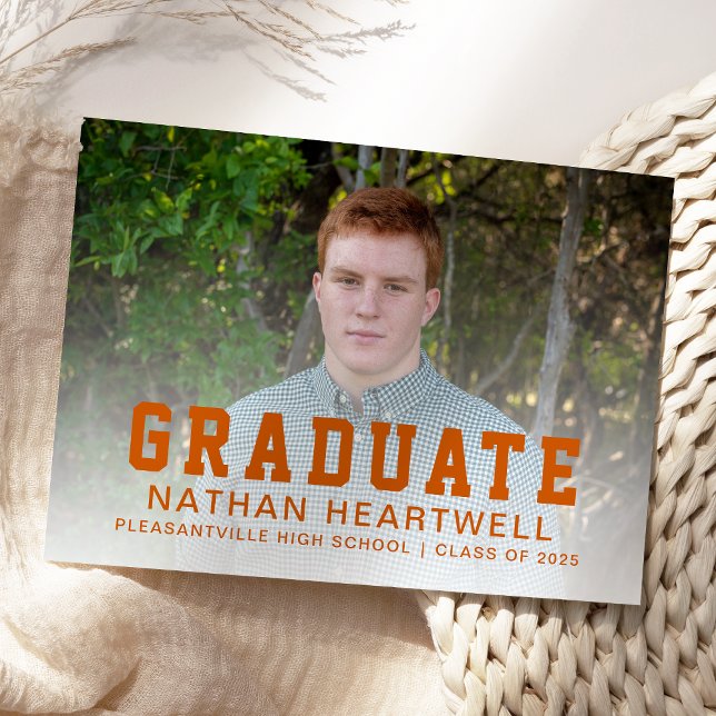Custom Photo Burnt Orange Graduation Announcement (Creator Uploaded)