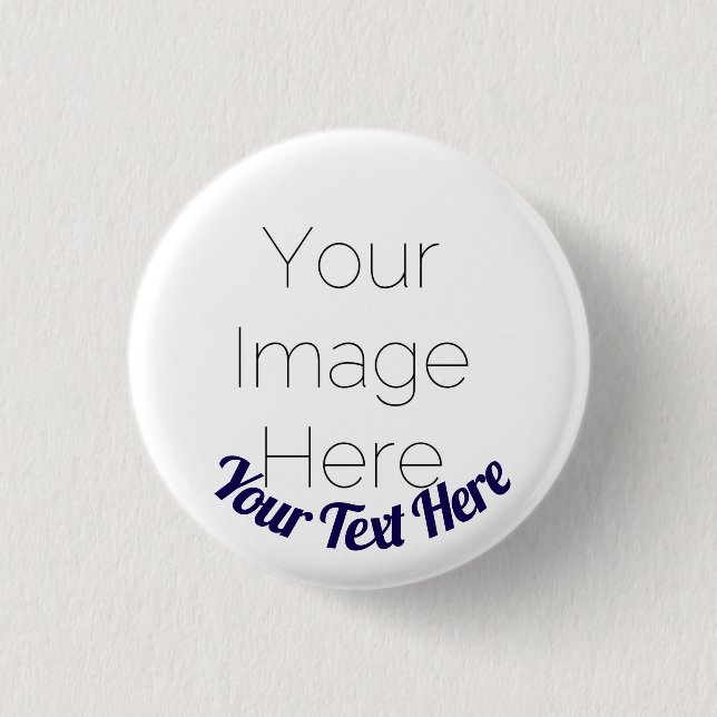 Custom Photo Button Pin – Personalised text Badge (Front)