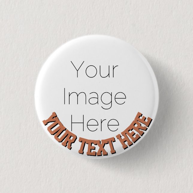 Custom Photo Button Pin – Personalised text Badge (Front)