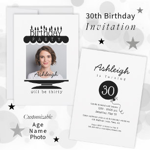 Custom Photo Cake 30th Birthday Invitation