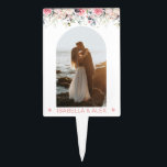 Custom Photo Cake Topper | Elegant Blush Floral<br><div class="desc">Add a personal touch to your romantic bridal shower with our Custom Photo Cake Topper featuring an Elegant bush floral design that's easy to customise.</div>