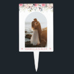 Custom Photo Cake Topper | Elegant Blush Floral<br><div class="desc">Add a personal touch to your romantic bridal shower with our Custom Photo Cake Topper featuring an Elegant bush floral design that's easy to customise.</div>