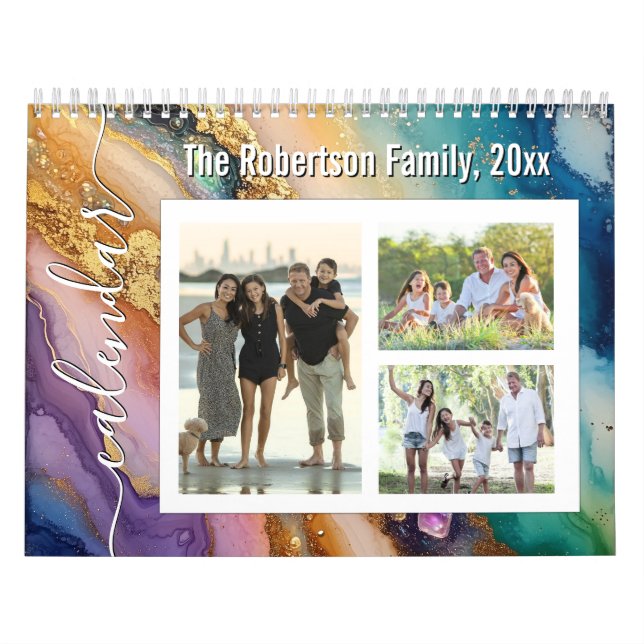 Custom Photo Calendar Beautiful Glitter Agate (Cover)