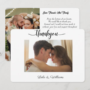 custom photo calligraphy text thank you wedding  card