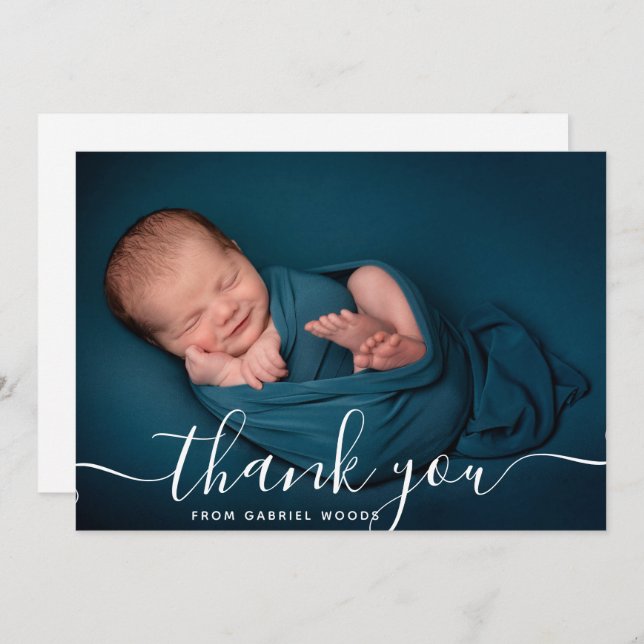 Custom Photo Callligraphy Baby Tank You Card  (Front/Back)