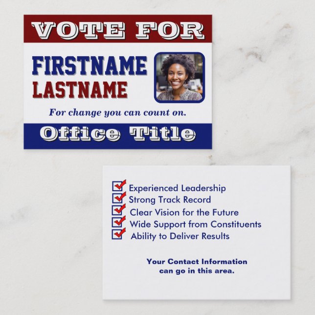 Custom Photo Campaign Template Business Card (Front/Back)