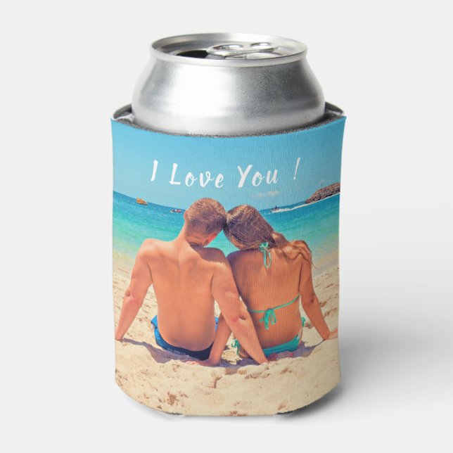 Custom Photo Can Cooler Your Love Design with Text (Can Front)