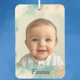 Custom Photo Car Air Freshener – Watercolor Design