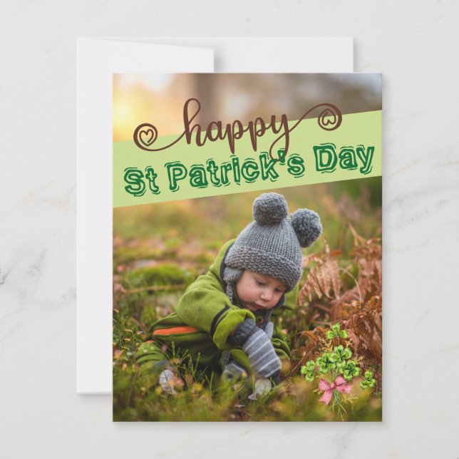 Custom Photo Card St Patrick's Day Cute Shamrocks (Front)