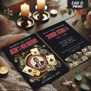 Custom Photo Casino Birthday Party Invite, Casino Invitation