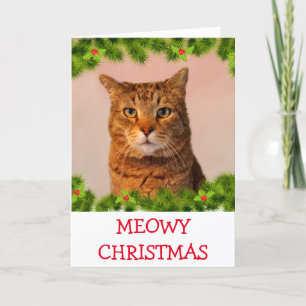 Custom Photo Cat Christmas Holiday Card