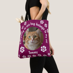 Custom Photo Cat Lover Tote Bag