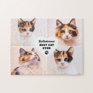Custom Photo Cat Paw Print Personalised Name Pet Jigsaw Puzzle