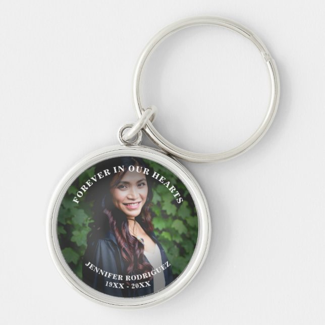 Custom Photo Celebration Of Life Death Remembrance Key Ring (Front)