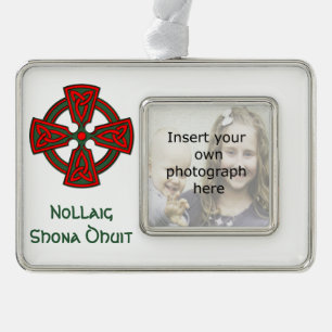 Custom Photo Celtic Cross Irish Christmas Ornament