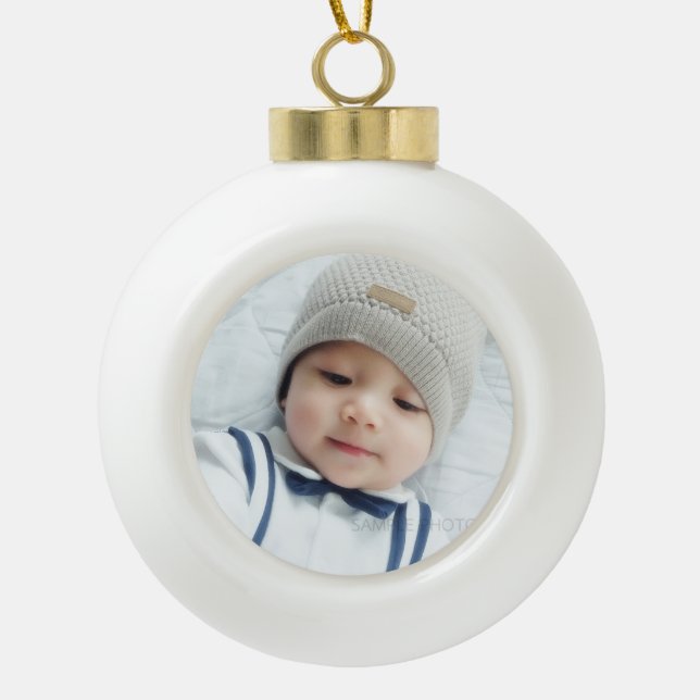 Custom Photo Ceramic Ball Christmas Ornament (Front)
