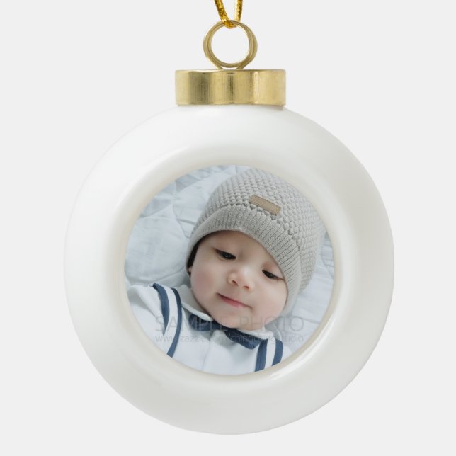 Custom Photo Ceramic Ball Christmas Ornament (Front)