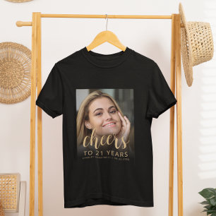 Custom Photo Cheers 21st Birthday Party T-Shirt