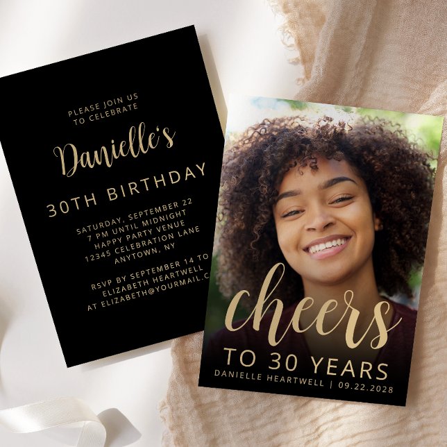 Custom Photo Cheers 30th Birthday Party Invitation (Creator Uploaded)