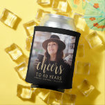 Custom Photo Cheers 60th Birthday Party Can Cooler<br><div class="desc">This custom 60th birthday can cooler features the guest of honour's personalised photo,  name,  and birthday,  along with the word "Cheers" in elegant gold-coloured calligraphy script. A dark screen helps make the text pop. A great way to celebrate someone who's turning sixty!</div>