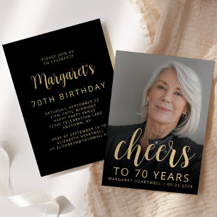 Custom Photo Cheers 70th Birthday Party Invitation