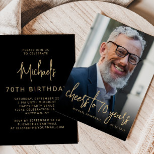 Custom Photo Cheers 70th Birthday Party Invitation