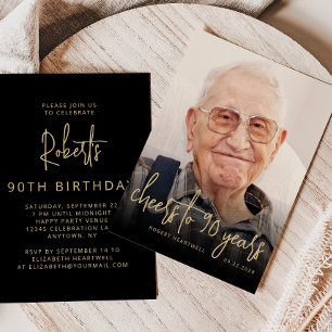 Custom Photo Cheers 90th Birthday Party Invitation