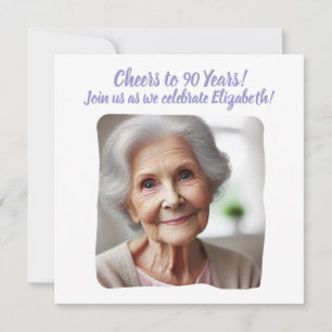 Custom Photo Cheers to 90 Years 90th Birthday Invitation