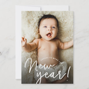 Custom Photo Cheers to a joyful New Year birth Holiday Card
