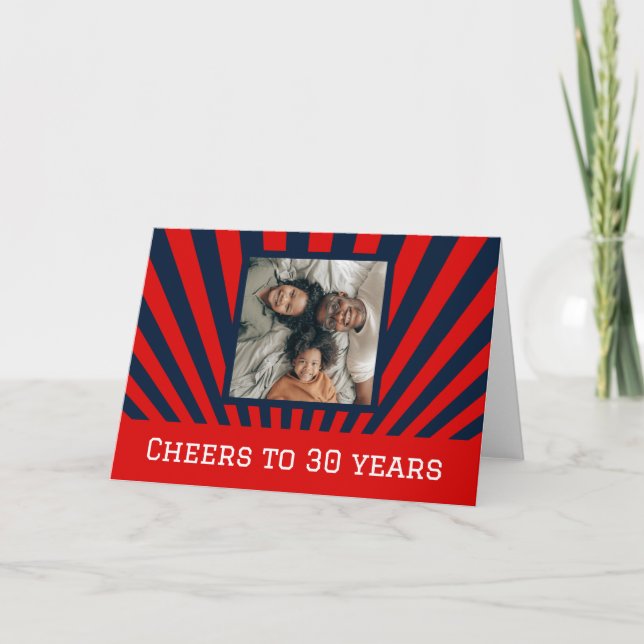 Custom photo, Cheers to any age Birthday  Holiday Card (Front)